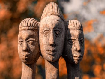 three heads statue