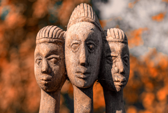 three heads statue